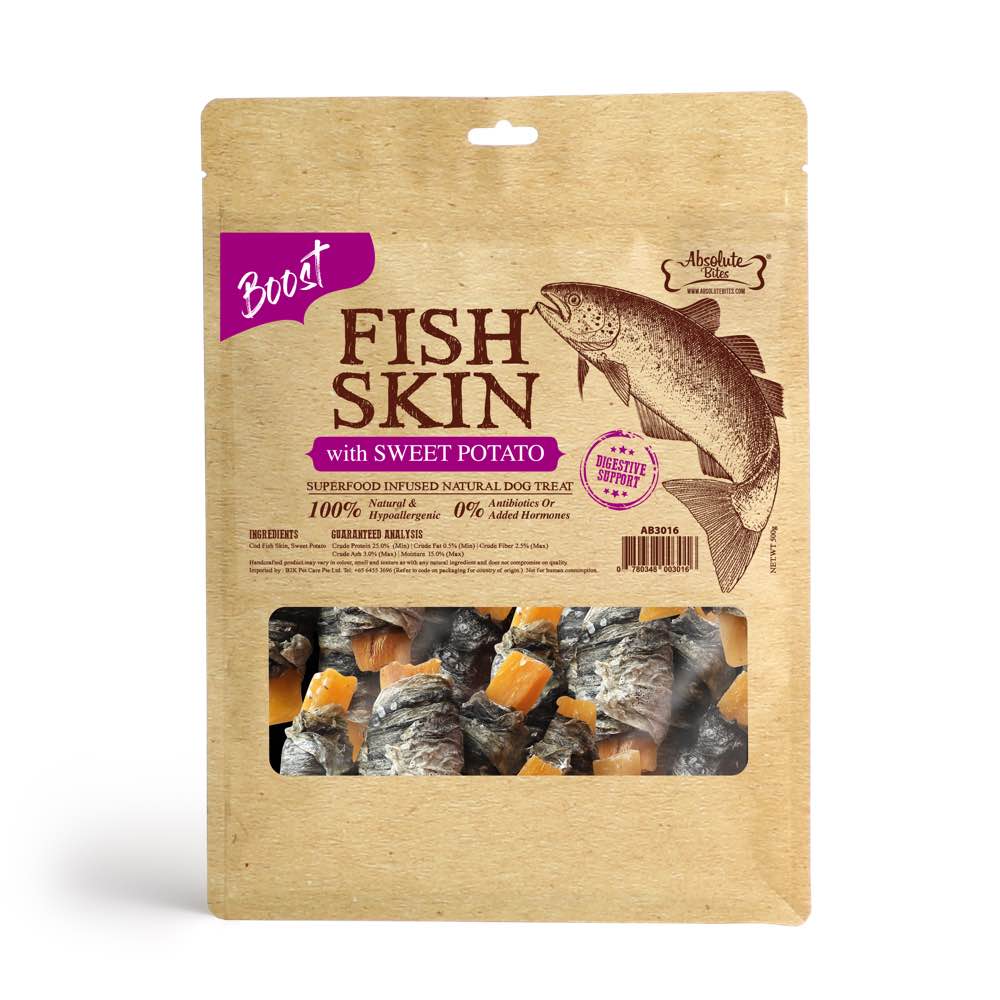 Absolute Bites Super Boost Fish Skin With Sweet Potato Dog Treats - Kohepets