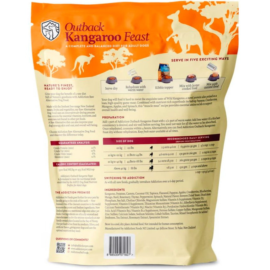 Addiction Outback Kangaroo Feast Grain Free Raw Alternative Dog Food - Kohepets