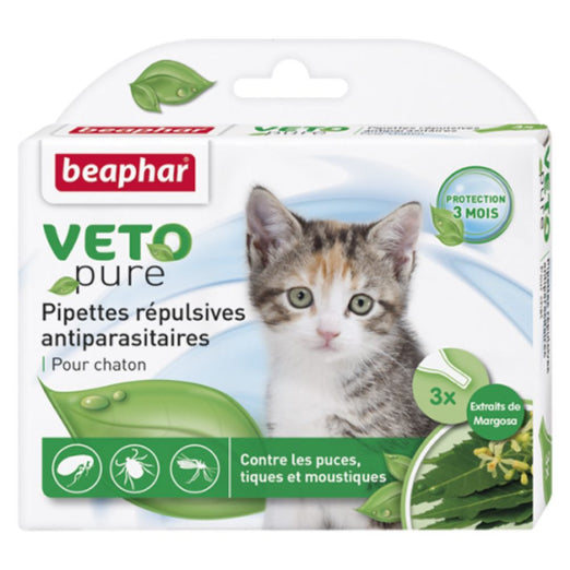 Beaphar Veto Pure Flea & Tick Spot On Bio (Margosa) For Kitten (3 Vials) - Kohepets