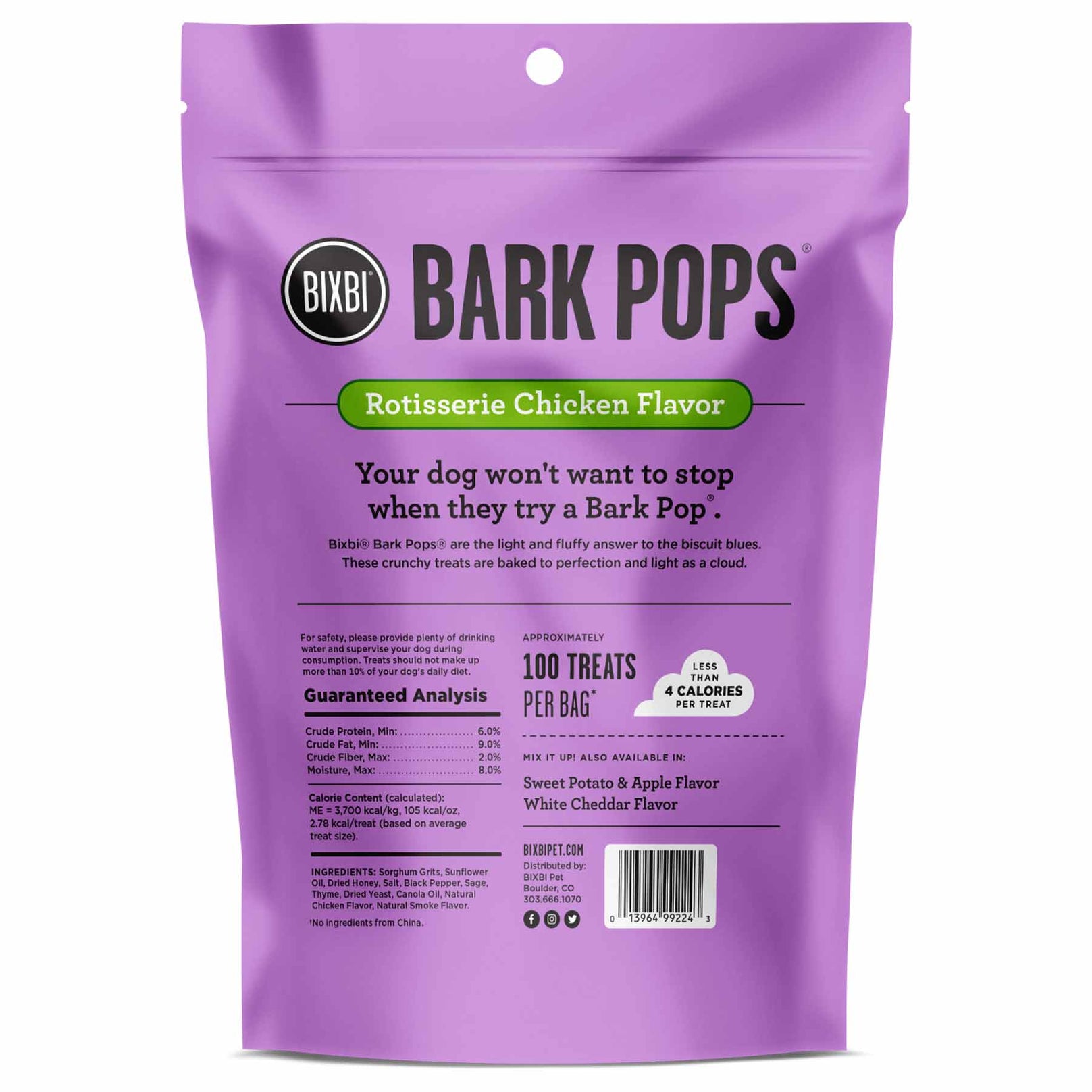 15% OFF: Bixbi Bark Pops Rotisserie Chicken Flavour Light & Crunchy Dog Training Treats 4oz - Kohepets