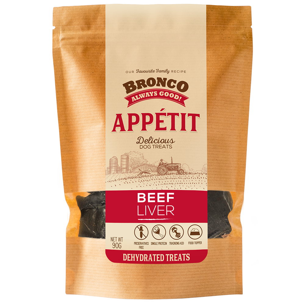 Bronco Appetit Beef Liver Dehydrated Dog Treats 90g