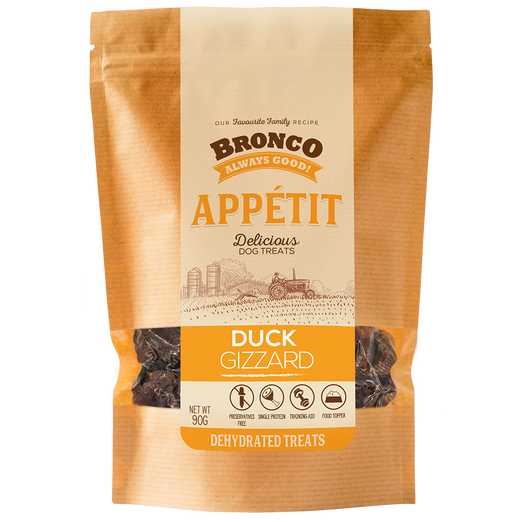 4 OFF Bronco Appetit Duck Gizzard Dehydrated Dog Treats 90g Kohepets