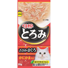 Ciao Toromi Line Chicken Fillet, Tuna & Crab Stick Grain-Free Pouch Wet Cat Treats 35g x 4 - Kohepets
