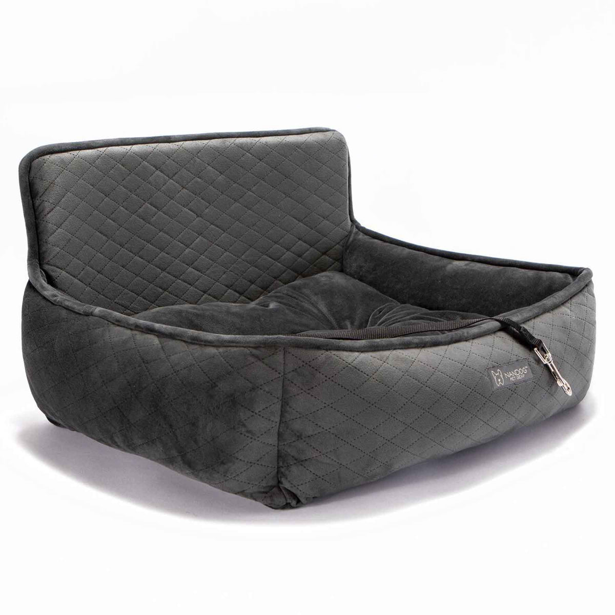 Nandog Luxe Dog Car Seat (Plush Dark Grey) Kohepets