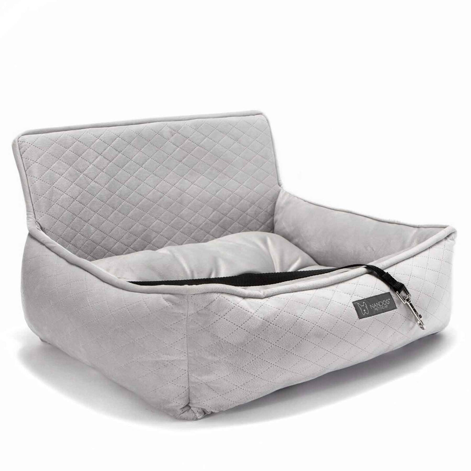 Nandog Luxe Dog Car Seat (Plush Light Grey) - Kohepets