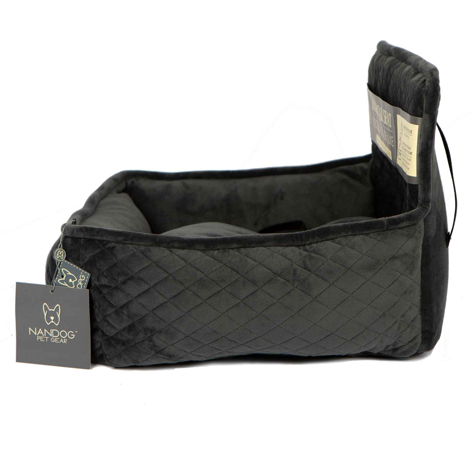 Nandog Luxe Dog Car Seat (Plush Dark Grey) - Kohepets