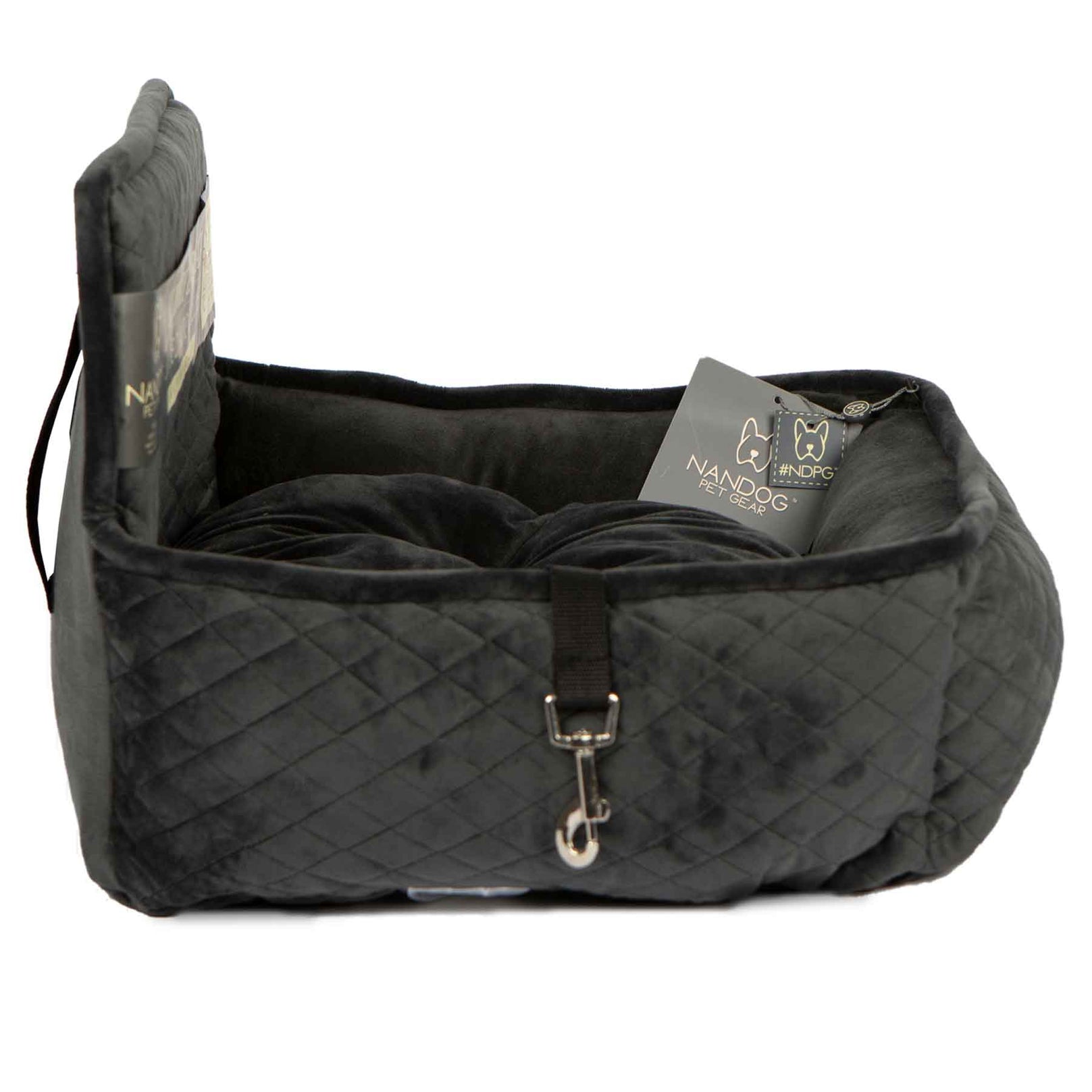 Nandog Luxe Dog Car Seat (Plush Dark Grey) - Kohepets