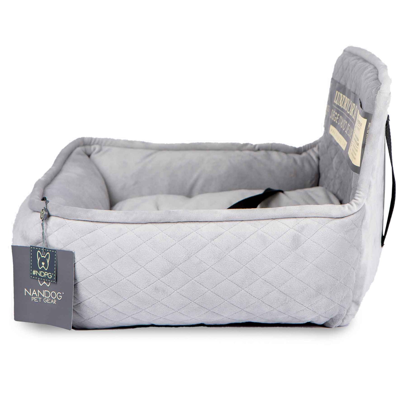 Nandog Luxe Dog Car Seat (Plush Light Grey) - Kohepets