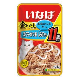 Ciao Golden Stock Small Tuna Flakes With Whitebait For Mature Cat 11+ Pouch Cat Food 60g x 12 - Kohepets