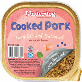 Underdog Cooked Pork Complete & Balanced Frozen Dog Food 150g - Kohepets