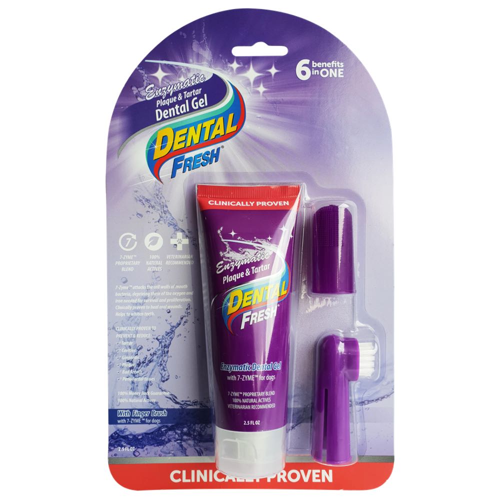 Synergy Labs Dental Fresh Enzymatic Dental Gel With 7-Zyme For Dogs Finger Brush Kit 2.5oz - Kohepets