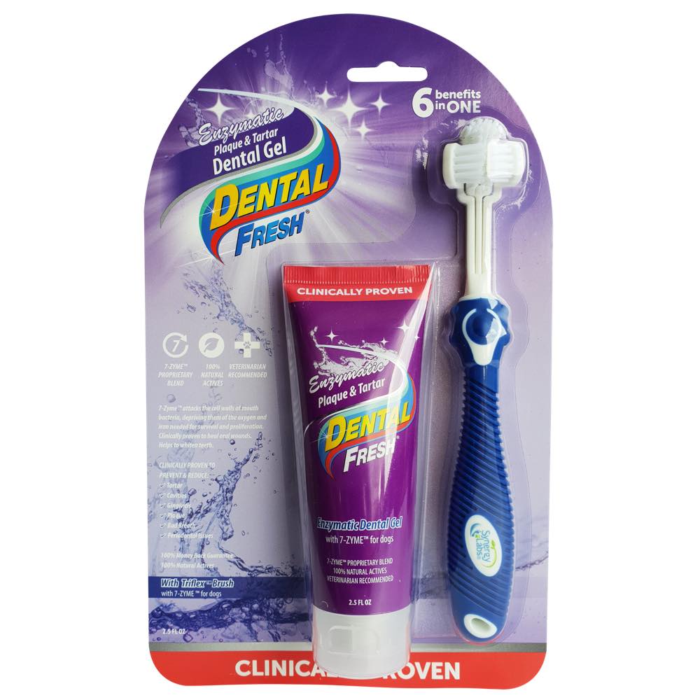 Synergy Labs Dental Fresh Enzymatic Dental Gel With 7-Zyme For Dogs Toothbrush Kit 2.5oz - Kohepets