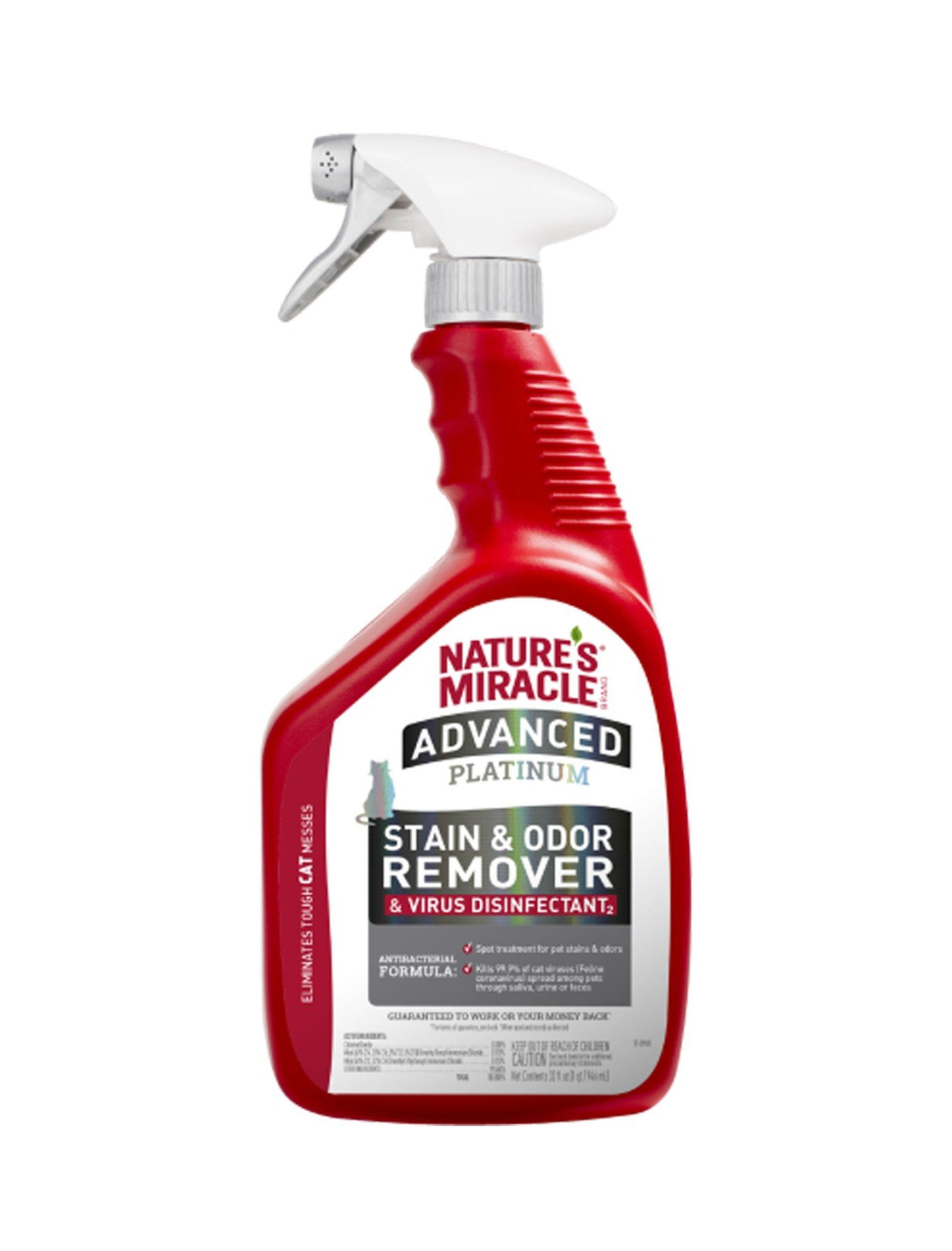 Nature's Miracle Advanced Platinum Stain and Odor Remover & Virus Disinfectant Cat Spray 32oz - Kohepets