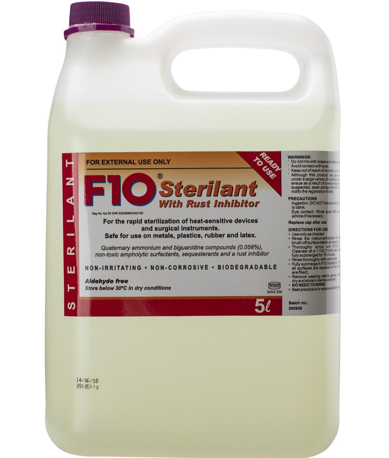 F10 Sterilant with Rust Inhibitor for Pets 5L - Kohepets