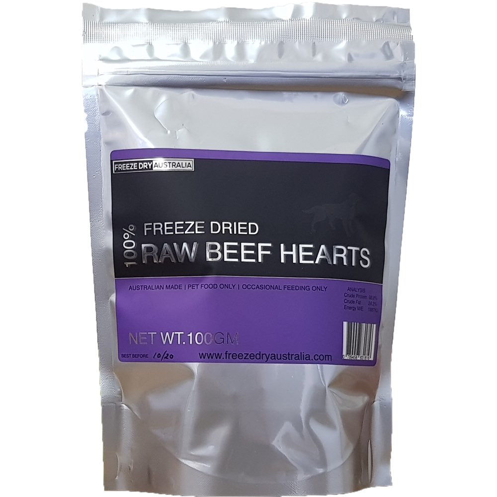 Freeze Dry Australia Raw Beef Hearts Cat & Dog Treats 100g - Kohepets
