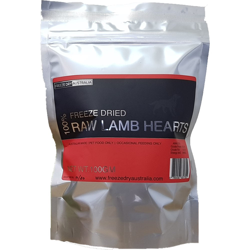 Freeze Dry Australia Raw Lamb Hearts Cat & Dog Treats 100g - Kohepets