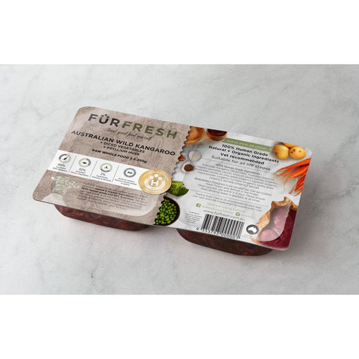 FurFresh Australian Wild Kangaroo + Vegetables + Psyllium Husk Raw Whole Dog Food 500g - Kohepets