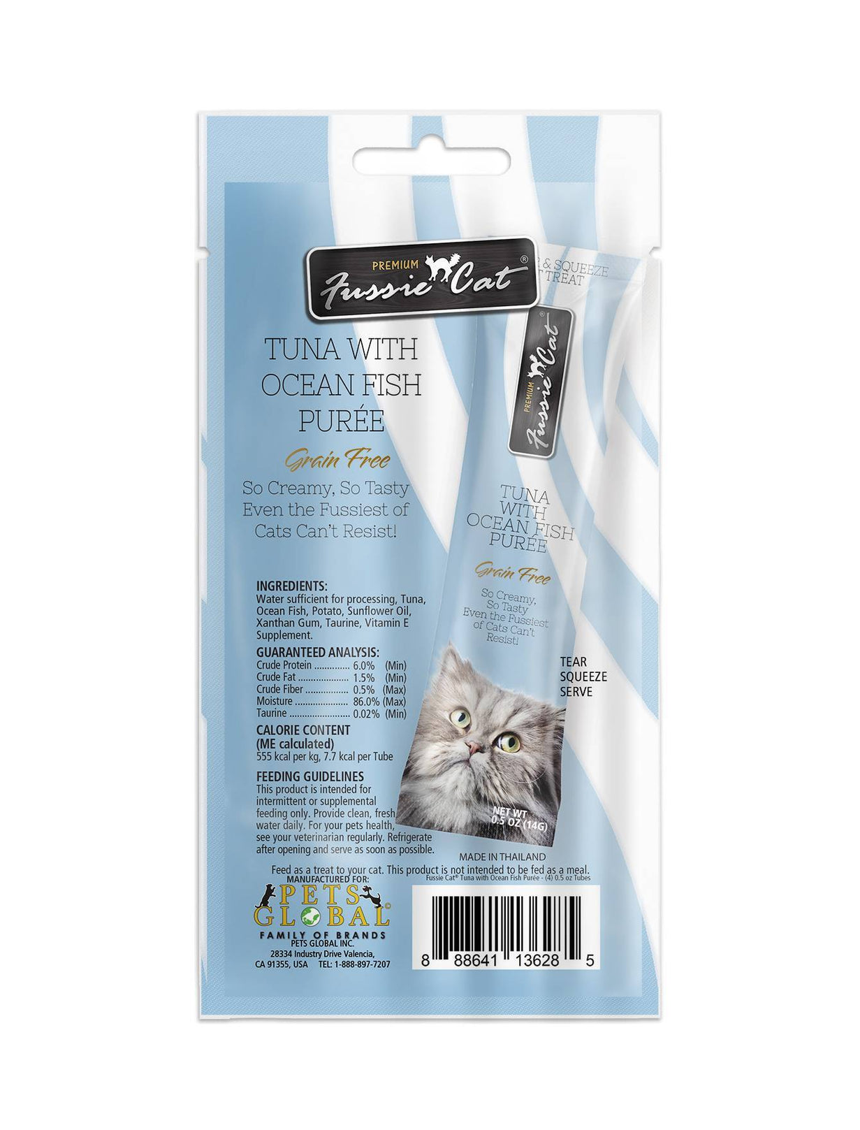 3 FOR $10: Fussie Cat Puree Premium Tuna with Ocean Fish Cat Treat 14gx4 - Kohepets
