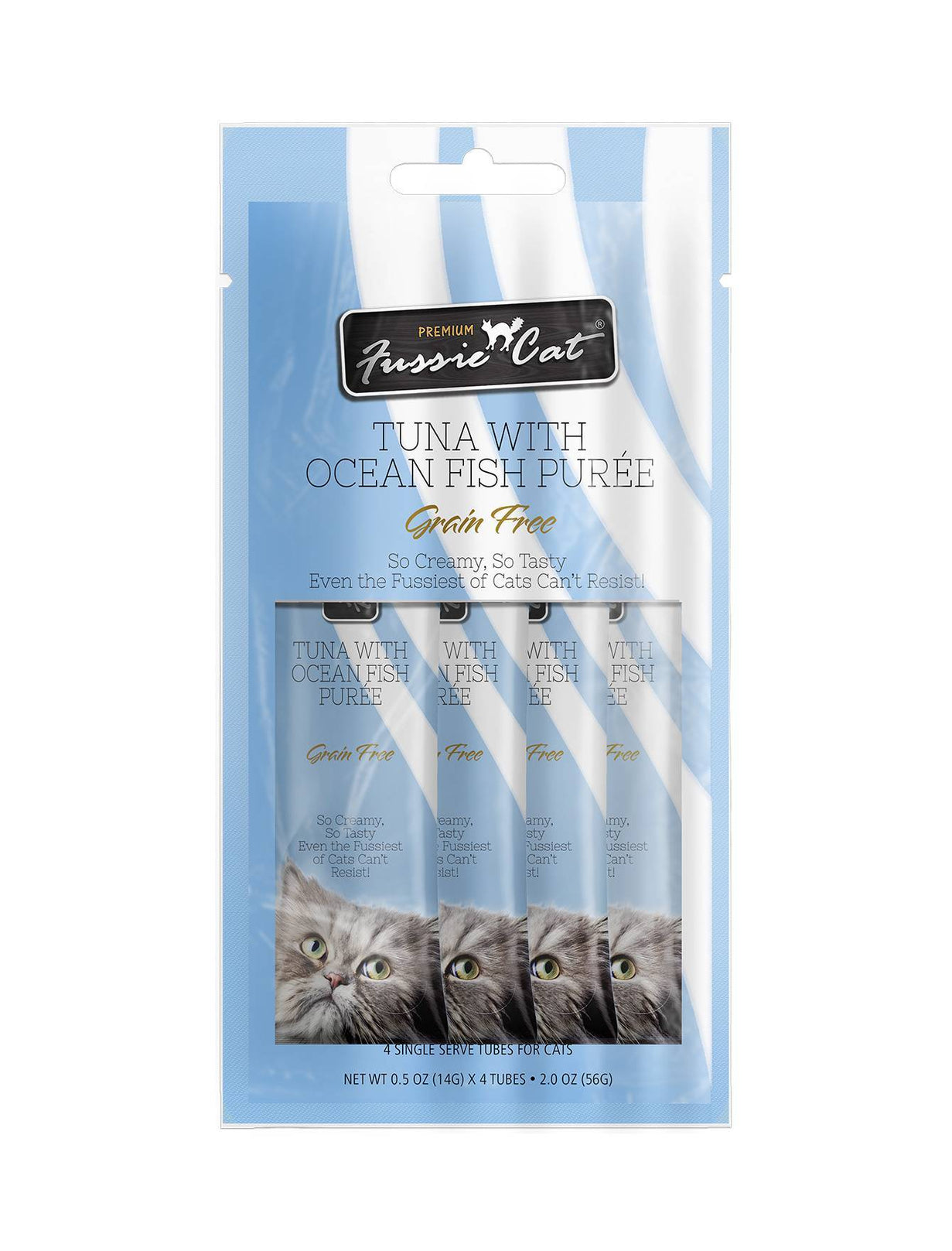 3 FOR $10: Fussie Cat Puree Premium Tuna with Ocean Fish Cat Treat 14gx4 - Kohepets