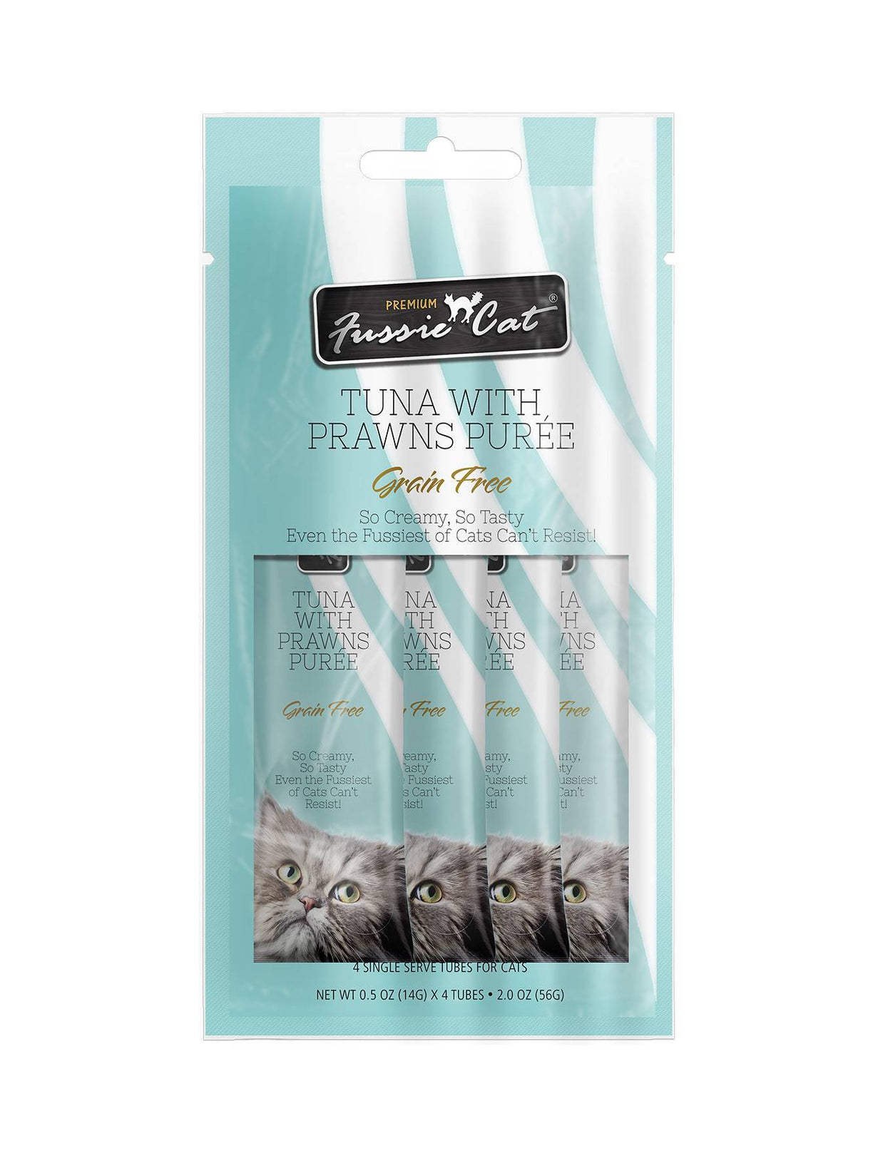 3 FOR $10: Fussie Cat Puree Premium Tuna with Prawns Cat Treat 14gx4 - Kohepets