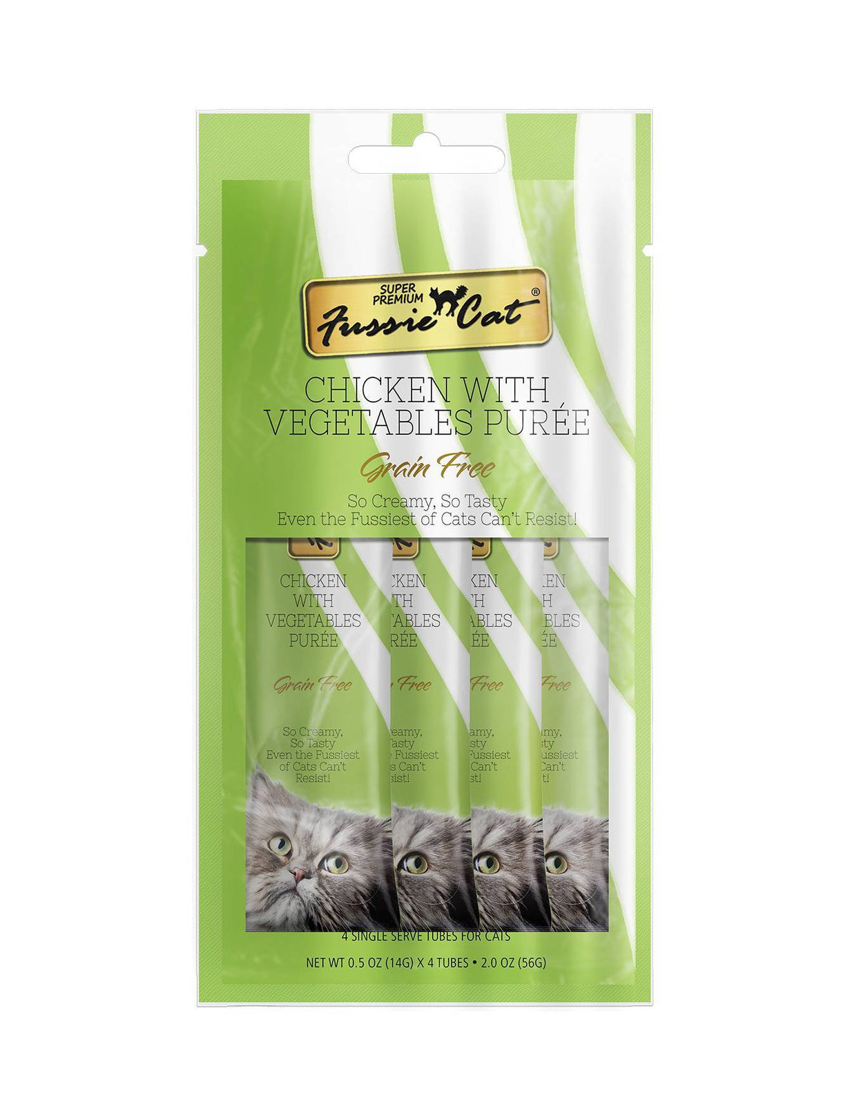 3 FOR $10: Fussie Cat Puree Premium Chicken with Vegetables Cat Treat 14gx4 - Kohepets