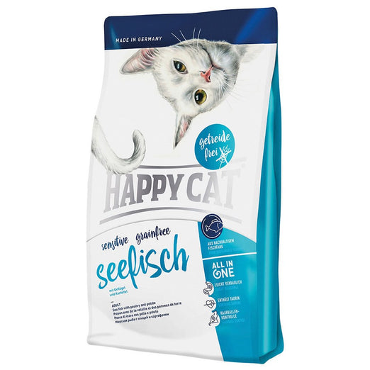 10% OFF: Happy Cat Sensitive SeeFisch Seafish & Poultry Grain Free Dry Cat Food 1.4kg - Kohepets