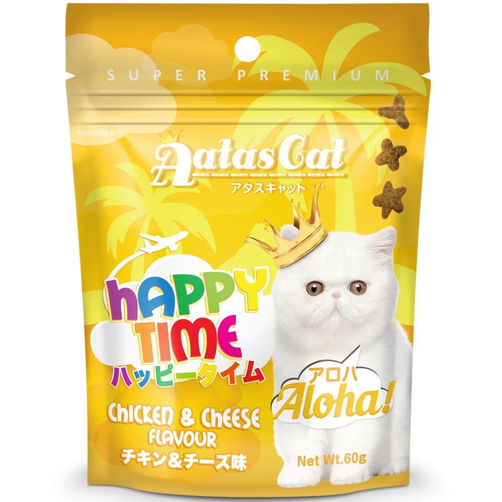Aatas Cat Happy Time Aloha! Chicken & Cheese Cat Treats 60g - Kohepets