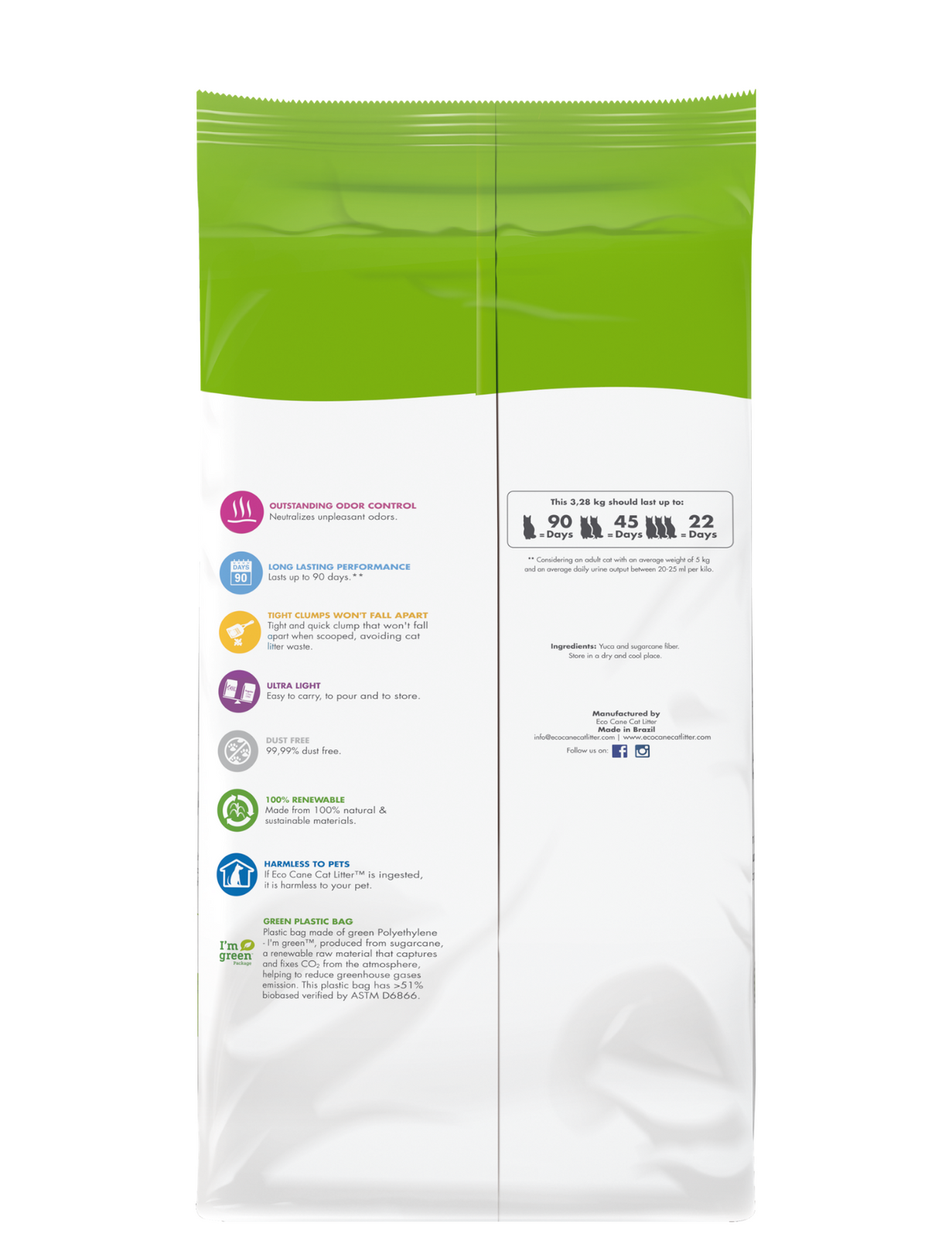 Eco Cane Natural Scented Cat Litter 3.28kg - Kohepets