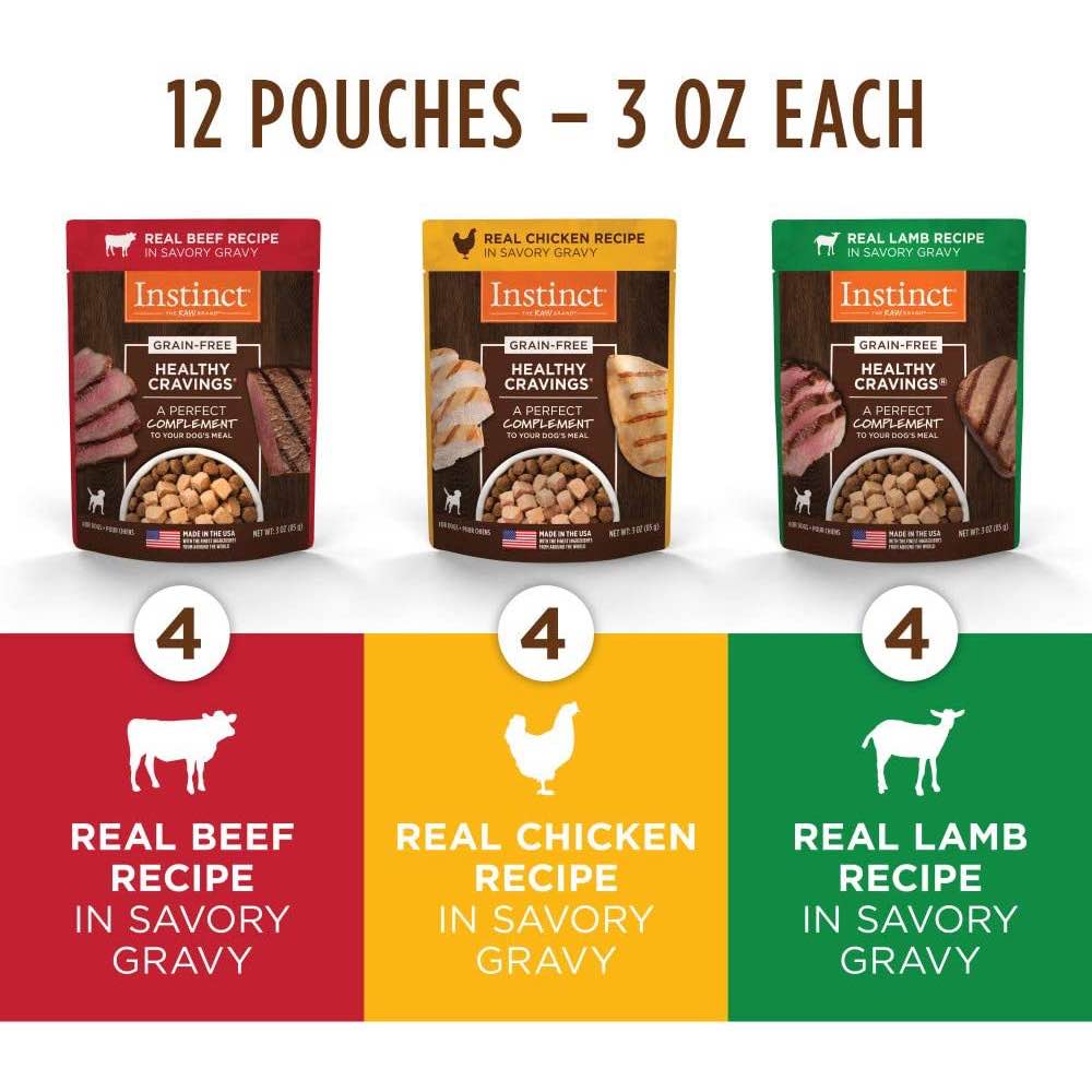 10% OFF: Instinct Healthy Cravings Variety Pack Grain-Free Wet Dog Food Topper (12 x 3oz pouches) - Kohepets