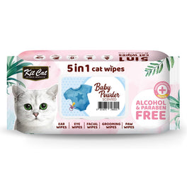 3 FOR $11: Kit Cat 5-in-1 Baby Powder Scented Cat Wipes 80ct - Kohepets