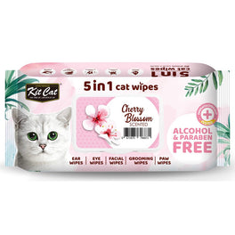3 FOR $11: Kit Cat 5-in-1 Cherry Blossom Scented Cat Wipes 80ct - Kohepets