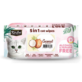3 FOR $11: Kit Cat 5-in-1 Coconut Scented Cat Wipes 80ct - Kohepets