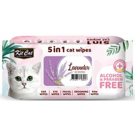 3 FOR $11: Kit Cat 5-in-1 Lavender Scented Cat Wipes 80ct - Kohepets