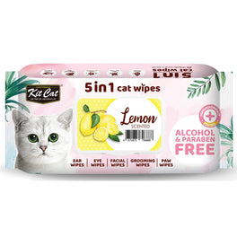3 FOR $11: Kit Cat 5-in-1 Lemon Scented Cat Wipes 80ct - Kohepets