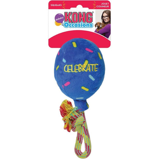 KONG Occasions Birthday Balloon Blue Dog Toy - Kohepets