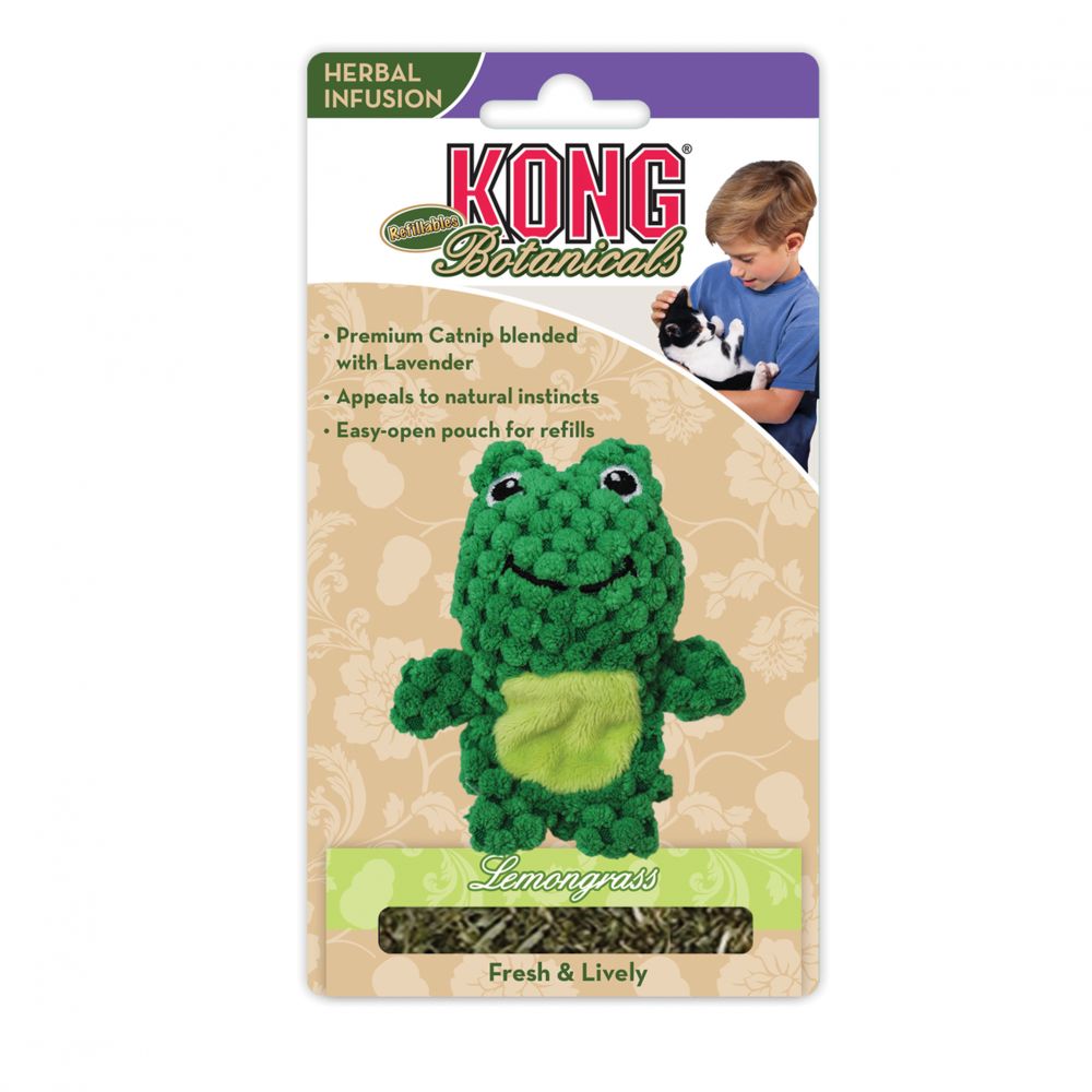 KONG Botanicals Lemongrass Frog Refillable Catnip Cat Toy - Kohepets