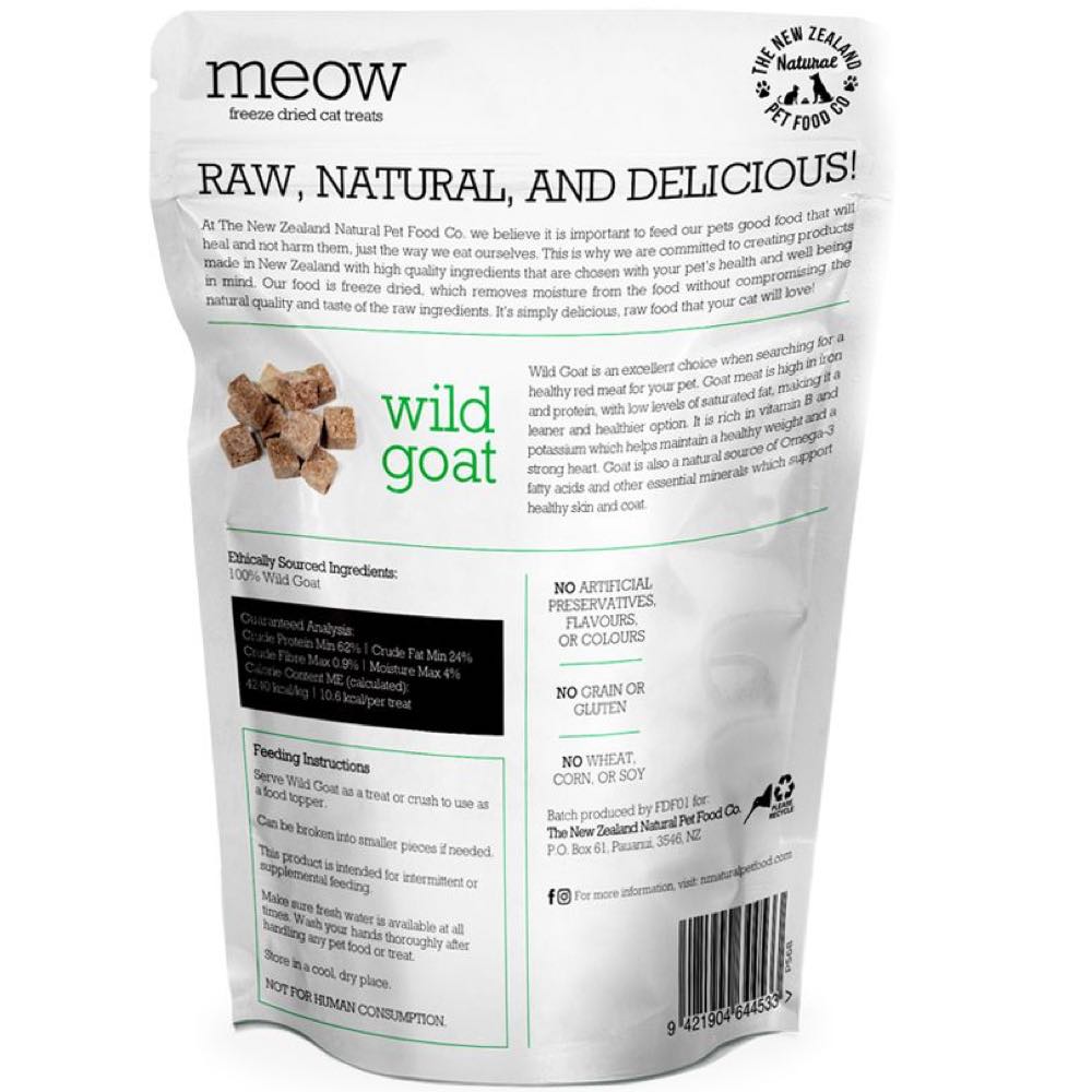 36% OFF (Exp 22 Mar): MEOW Wild Goat Grain-Free Freeze Dried Cat Treats 50g - Kohepets