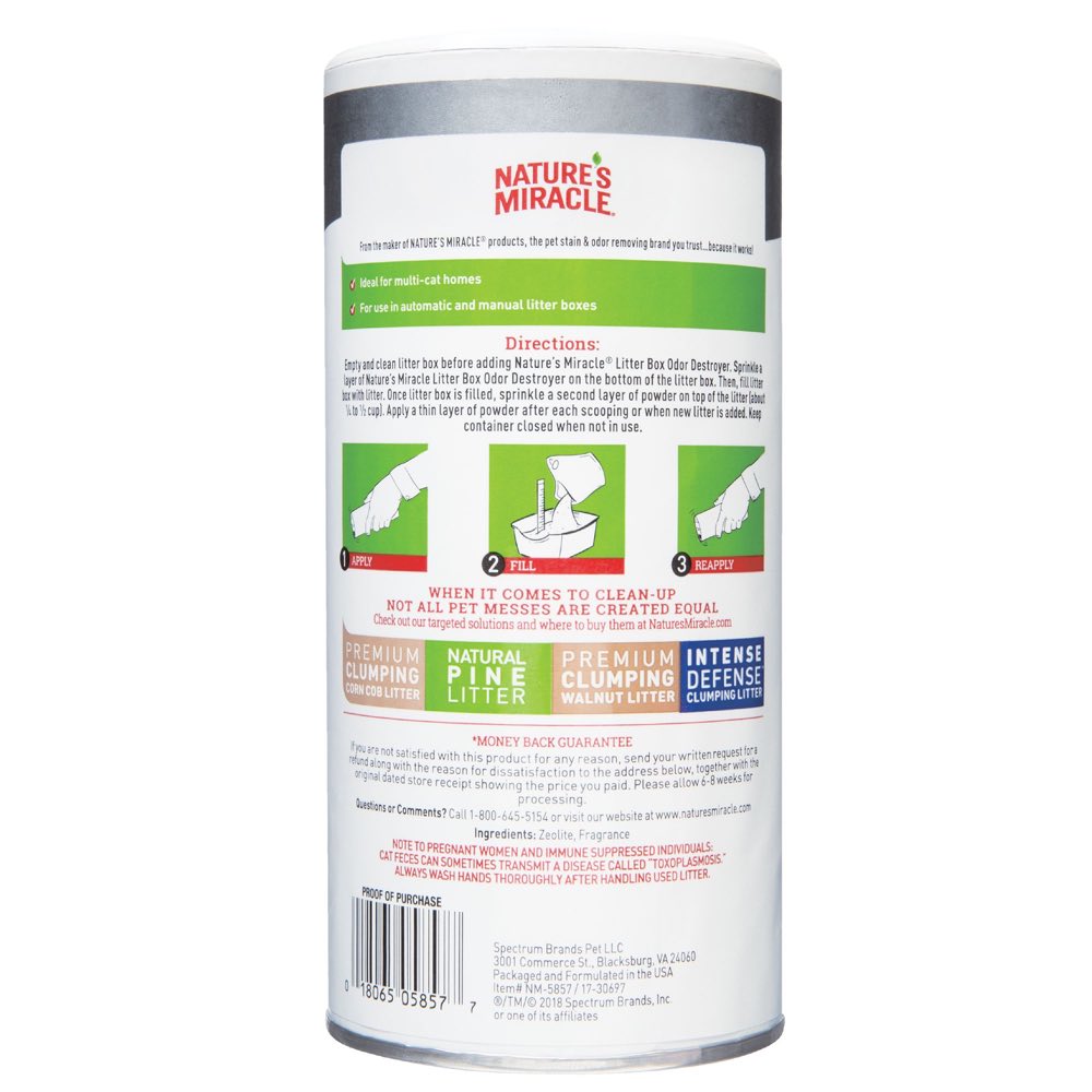 10% OFF: Nature’s Miracle Just for Cats Litter Box Odor Destroyer Powder 20oz - Kohepets