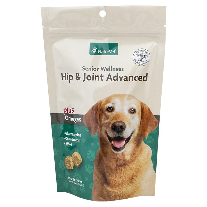 10% OFF: NaturVet Senior Wellness Hip & Joint Advanced Plus Omegas Soft Chews 120ct - Kohepets