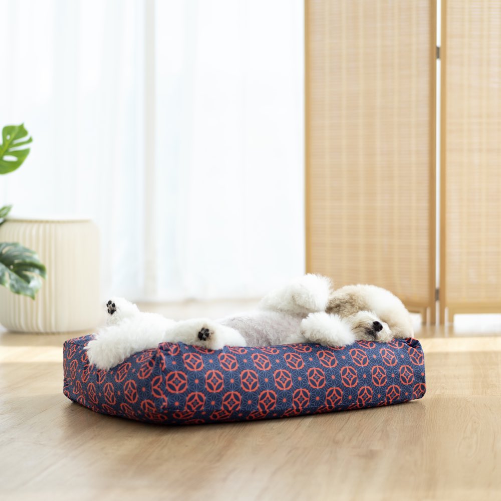 Ohpopdog Heritage Microbeads Dog Bed (Baba Navy 150) - Kohepets