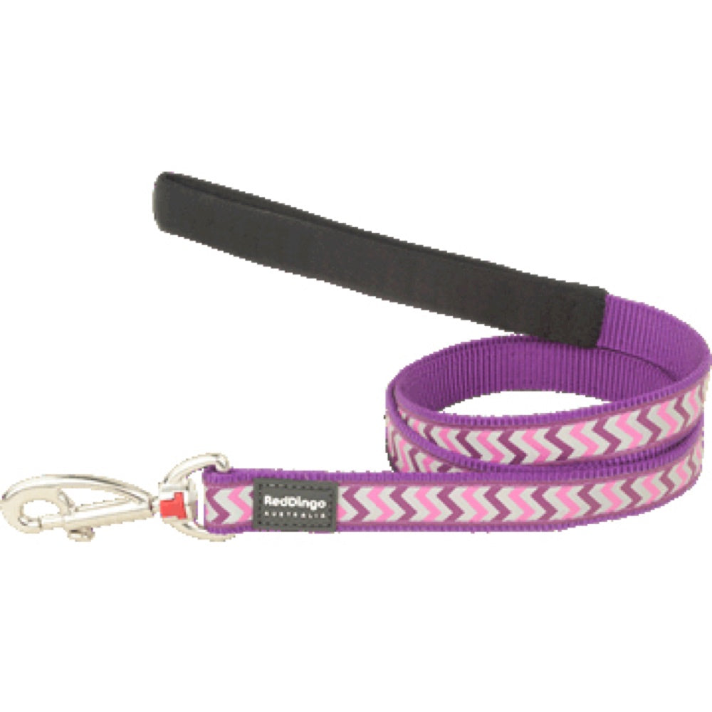 Red Dingo Reflective Ziggy Fixed Length Lead Dog Leash (Purple) - Kohepets