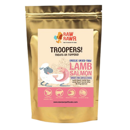 Raw Rawr Troopers Lamb & Salmon Freeze Dried Raw Pet Treats & Toppers 40g - Kohepets