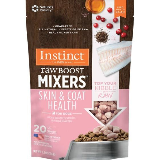 5 FOR $99.90: Instinct Raw Boost Mixers Skin & Coat Health Freeze-Dried Raw Dog Food Topper 5.5oz - Kohepets