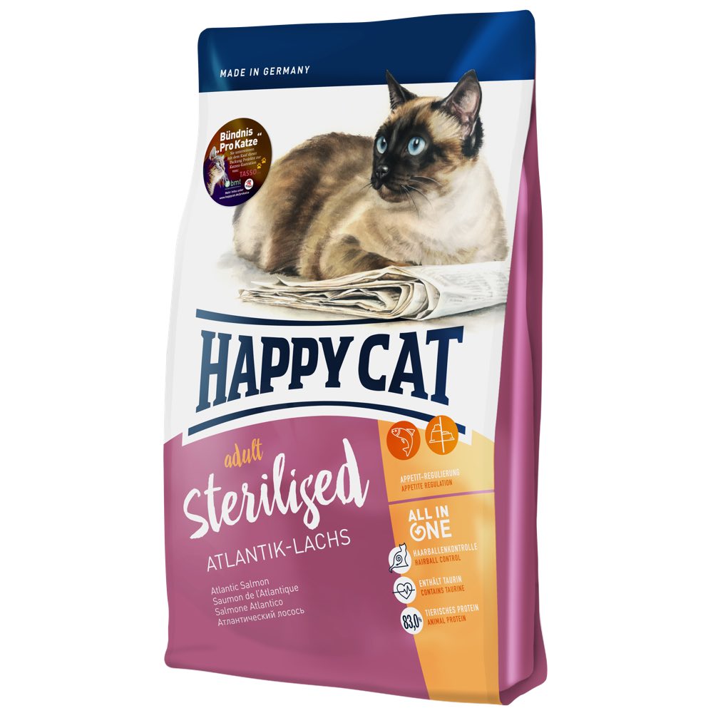 Happy Cat Sterilised Atlantik Lachs Atlantic Salmon Adult Dry Cat Food 1.4kg - Kohepets