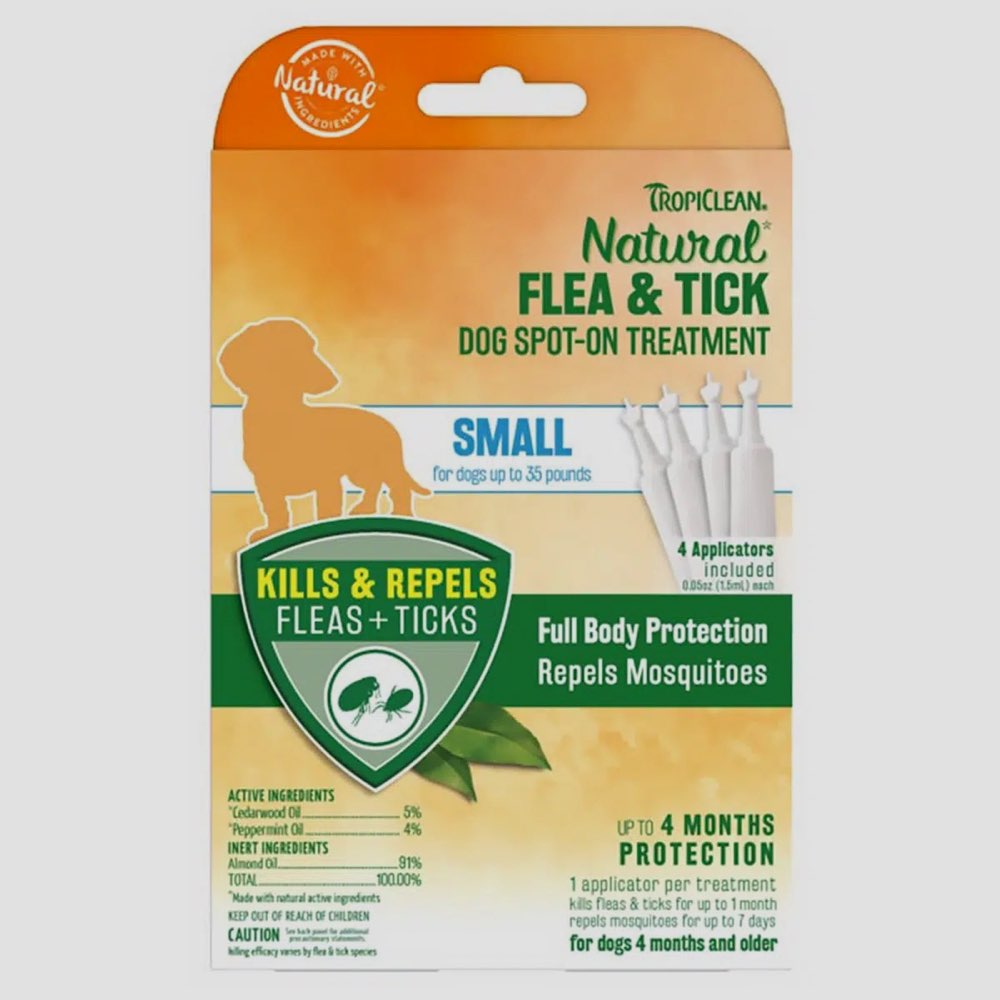 TropiClean Natural Flea & Tick Dog Spot-On Treatment (Small) 4ct