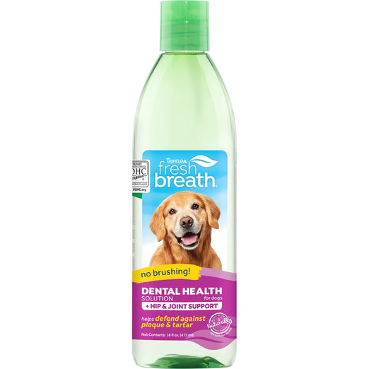 Tropiclean Fresh Breath Dental Health Solution Plus Hip & Joint For Dogs 16oz - Kohepets