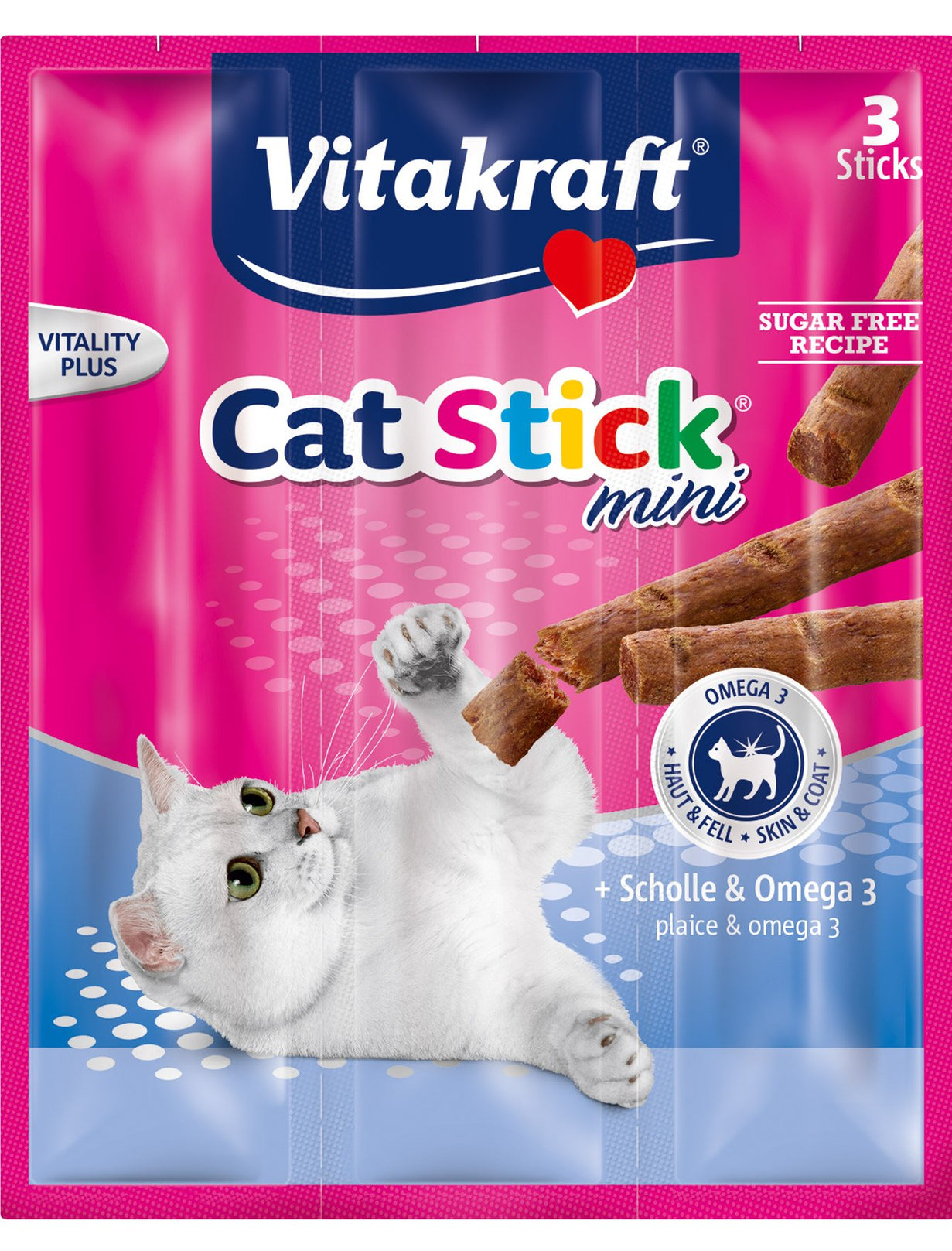 30% OFF (Exp 13 Feb): Vitakraft Cat Stick Mini Plaice with Omega 3 Cat Treats (3 sticks) - Kohepets
