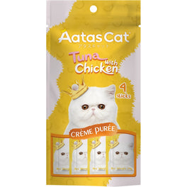 4 FOR $10: Aatas Cat Creme Puree Tuna With Chicken Grain-Free Liquid Cat Treats 56g