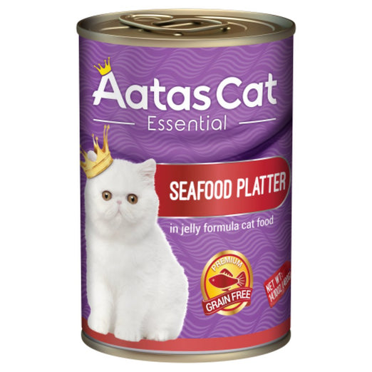 Aatas Cat Essential Seafood Platter In Jelly Canned Cat Food 400g - Kohepets