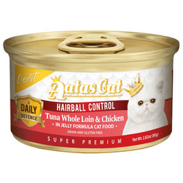 Aatas Cat Finest Daily Defence Hairball Control - Tuna Whole Loin & Chicken in Jelly Canned Cat Food 80g - Kohepets